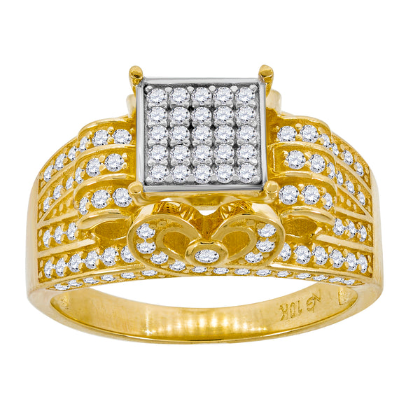 10kt Two-tone Gold Womens Cubic Zirconia CZ Cluster Square Head Ring Size 7