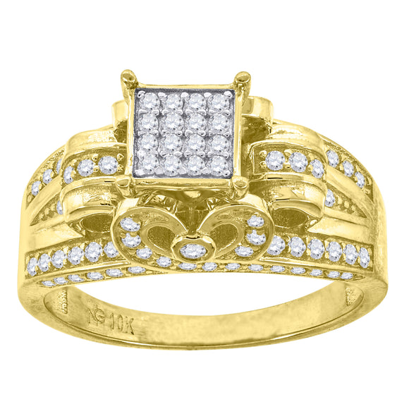 10kt Two-tone Gold Womens Cubic Zirconia CZ Cluster Square Head Ring Size 7