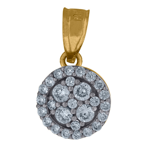 10kt Gold Two-tone Cubic-zirconia Womens Round Ht:12.3mm x W:8.1mm Charm Pendant