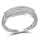 10kt White Gold His Hers Round Diamond Cluster Matching Wedding Set 3/8 Cttw