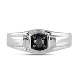 Sterling Silver Mens Round Black Color Enhanced Diamond Solitaire Ring 1/2 Cttw