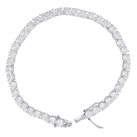 925 Sterling Silver Women Cubic Zirconia Tennis 4mm Bracelet Size 9 Inches