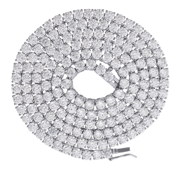 925 Sterling Silver Women Cubic Zirconia Tennis 7mm Chain Size 20 Inches