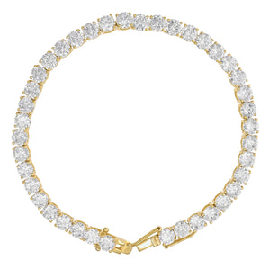 925 Sterling Silver Yellow-Tone Women Cubic Zirconia Tennis 6mm Bracelet Size 8 Inches