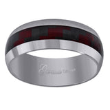 Tungsten Red-Black Carbon Fiber Inlay Mens Comfort-fit 8mm Size-11.5 Wedding Band