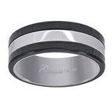 Tungsten Black & White Mens Comfort-fit 8mm Size-9 Wedding Band