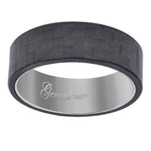 Tungsten Black Carbon Fiber Mens Comfort-fit 8mm Size-7 Wedding Band