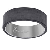 Tungsten Black Carbon Fiber Mens Comfort-fit 8mm Size-8.5 Wedding Band