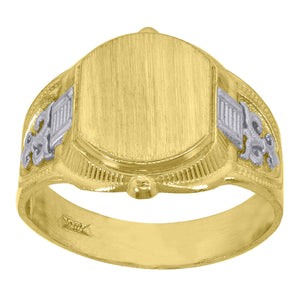 10KT Two-Tone Gold Mens Fashion Signet Ring