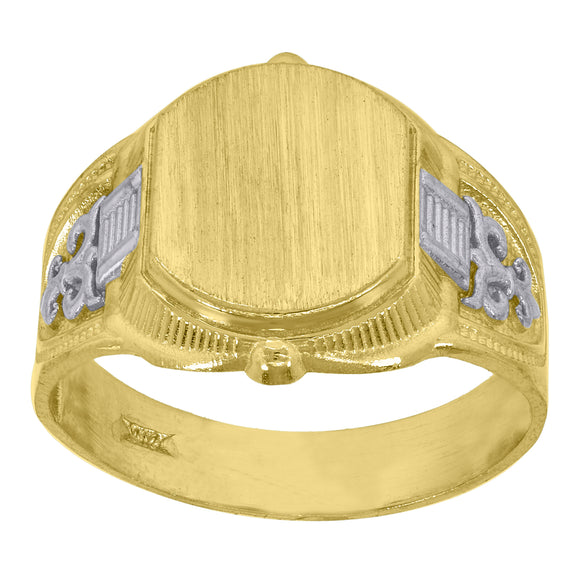 10KT Two-Tone Gold Mens Fashion Signet Ring