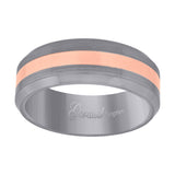 Tungsten Rose-tone Inlay Brushed Sides Comfort-fit 8mm Size-13 Wedding Band