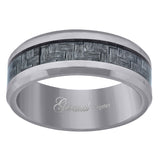 Tungsten Grey Carbon Fiber Inlay Comfort-fit 8mm Size-9.5 Wedding Band