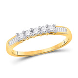 10kt Yellow Gold Womens Round Diamond Wedding 5-Stone Anniversary Band 1/3 Cttw