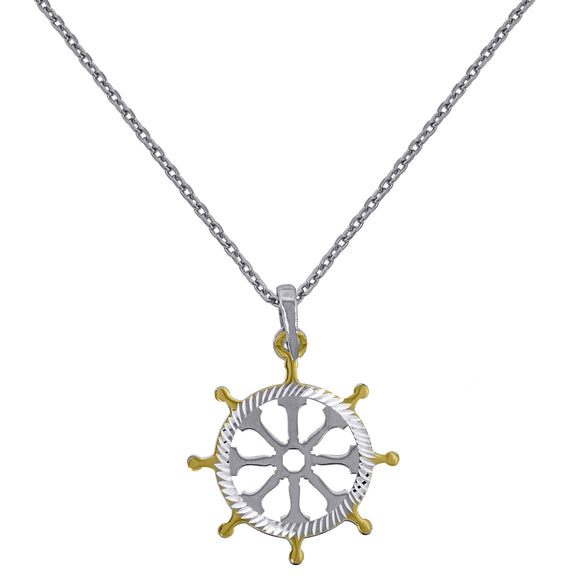 925 Sterling Silver Yellow-Tone Women Rolo Link Anchor Necklace