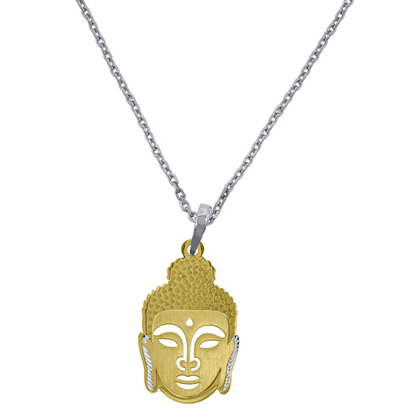 925 Sterling Silver Yellow-Tone Women Rolo Link Buddha Necklace