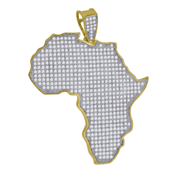 10kt Two-Tone Gold Unisex Cubic-Zirconia Maps Country Africa Charm Pendant