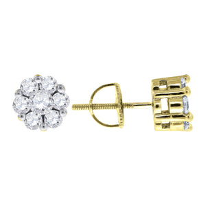 925 Sterling Silver Yellow-tone Womens Cubic Zirconia Flower Stud Earrings