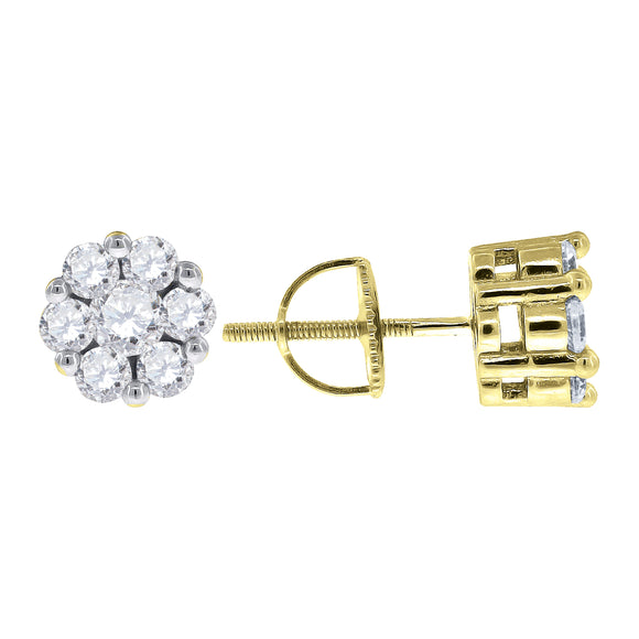 925 Sterling Silver Yellow-tone Womens Cubic Zirconia Flower Stud Earrings