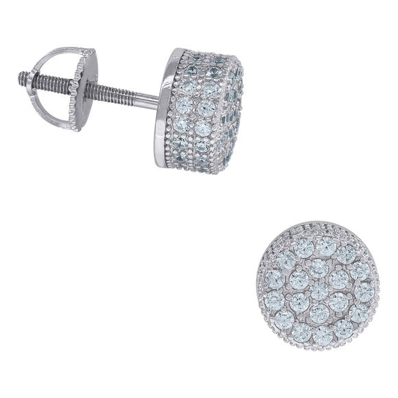 925 Sterling Silver Unisex Cubic Zirconia Round Stud Earrings