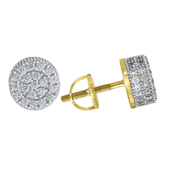 925 Sterling Silver Yellow-tone Unisex Cubic Zirconia Round Stud Earrings