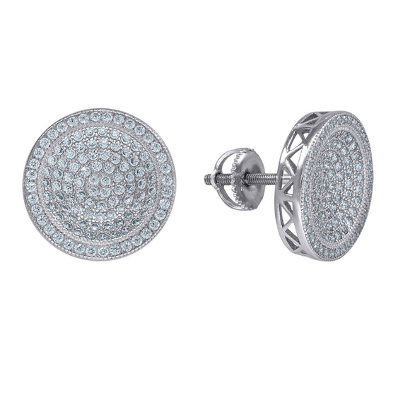 925 Sterling Silver Unisex Cubic Zirconia Round Stud Earrings