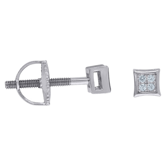 925 Sterling Silver Unisex Cubic Zirconia Kite Stud Earrings