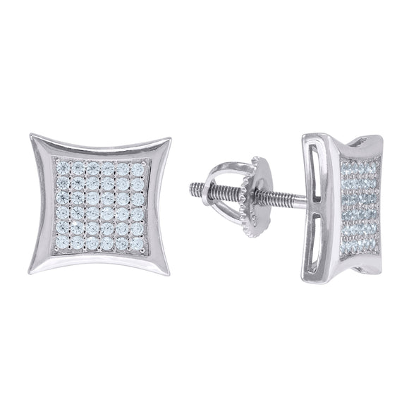 925 Sterling Silver Unisex Cubic Zirconia Kite Stud Earrings