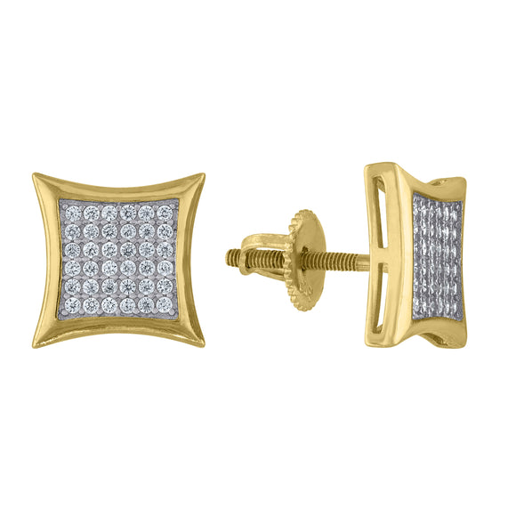 925 Sterling Silver Yellow-tone Unisex Cubic Zirconia Kite Stud Earrings