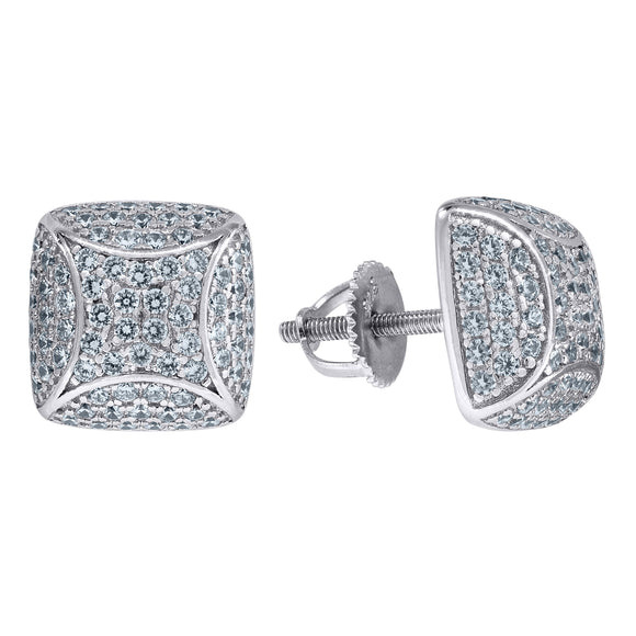 925 Sterling Silver Womens Cubic Zirconia Dome Stud Earrings