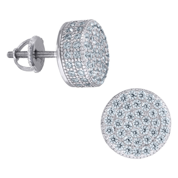 925 Sterling Silver Unisex Cubic Zirconia Round Halo Stud Earrings