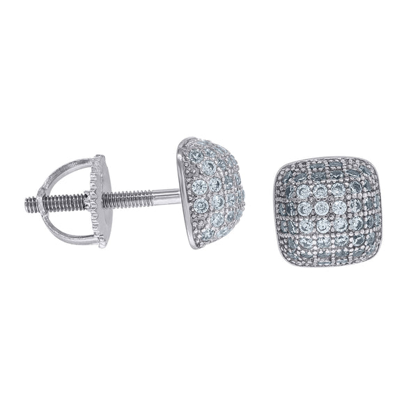 925 Sterling Silver Unisex Cubic Zirconia Dome Stud Earrings