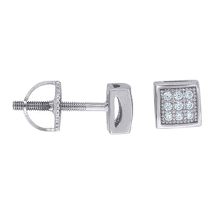 925 Sterling Silver Unisex Cubic Zirconia Square Stud Earrings