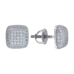 925 Sterling Silver Womens Cubic Zirconia Square Stud Earrings
