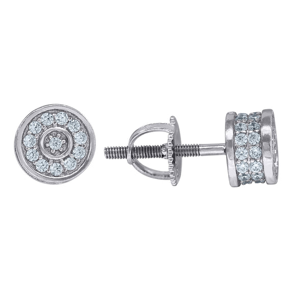 925 Sterling Silver Unisex Cubic Zirconia Round Stud Earrings