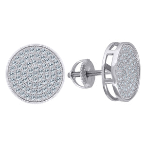 925 Sterling Silver Unisex Cubic Zirconia Round Stud Earrings
