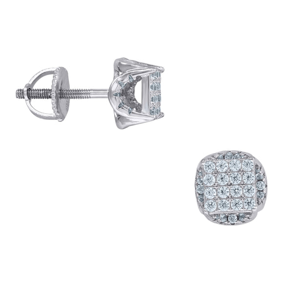 925 Sterling Silver Unisex Cubic Zirconia Round Stud Earrings