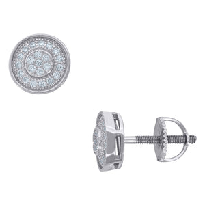 925 Sterling Silver Unisex Cubic Zirconia Round Stud Earrings