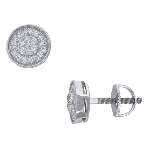 925 Sterling Silver Unisex Cubic Zirconia Round Stud Earrings