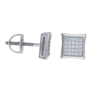 925 Sterling Silver Unisex Cubic Zirconia Square Stud Earrings