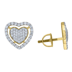 925 Sterling Silver Yellow-tone Womens Cubic Zirconia Heart Stud Earrings