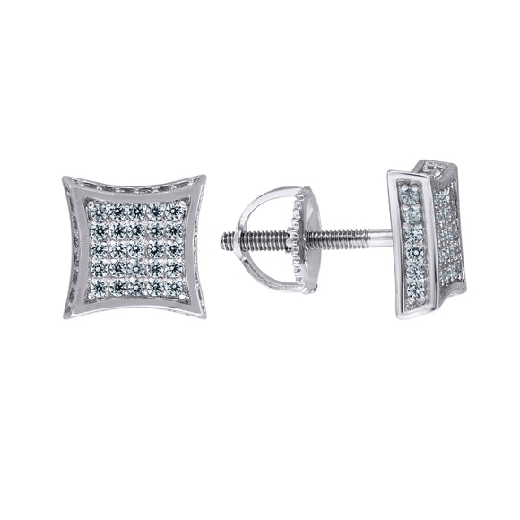 925 Sterling Silver Unisex Cubic Zirconia Kite Stud Earrings