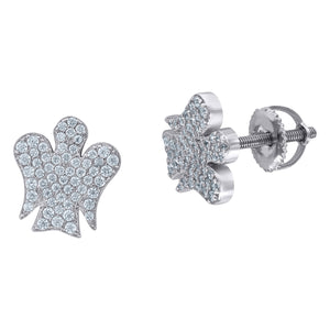 925 Sterling Silver Womens Cubic Zirconia Angel Religious Stud Earrings