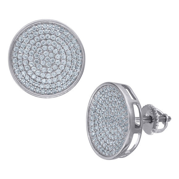 925 Sterling Silver Unisex Cubic Zirconia Round Stud Earrings
