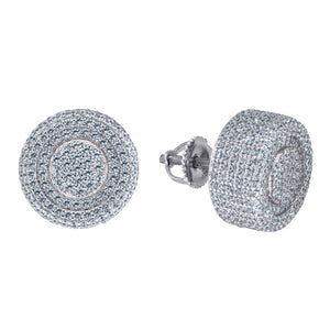 925 Sterling Silver Unisex Cubic Zirconia Round Stud Earrings