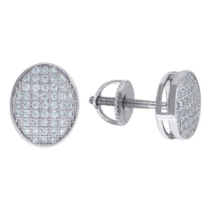 925 Sterling Silver Unisex Cubic Zirconia Oval Stud Earrings