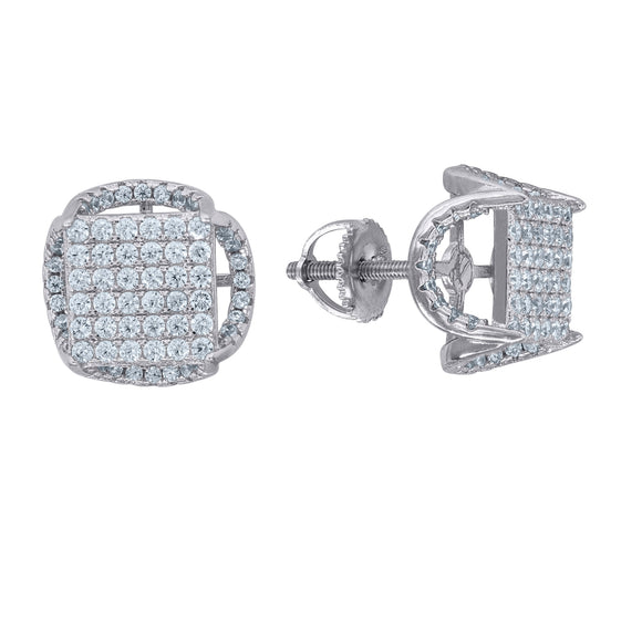 925 Sterling Silver Unisex Cubic Zirconia Round Stud Earrings