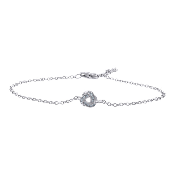 925 Sterling Silver Women Cubic Zirconia Rolo Link Love Knot Bracelet
