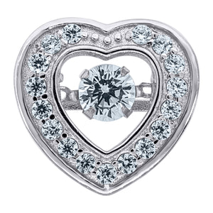 925 Sterling Silver Womens Cubic-Zirconia Heart Slide Charm Pendant