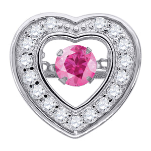 925 Sterling Silver Womens Pink Cubic-Zirconia Heart Slide Charm Pendant