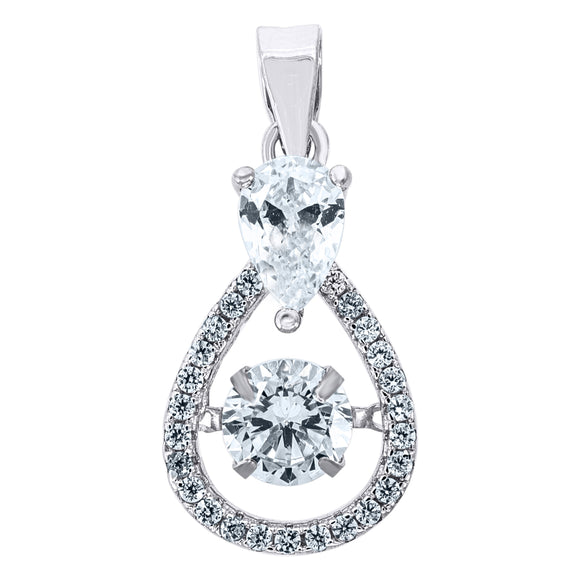 925 Sterling Silver Womens Aqua Cubic Zirconia Fashion Teardrop Slide Charm Pendant